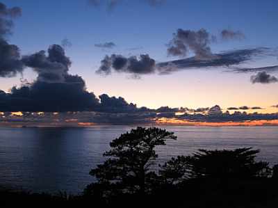 Sunset Fringed Clouds over Big Sur Cypress